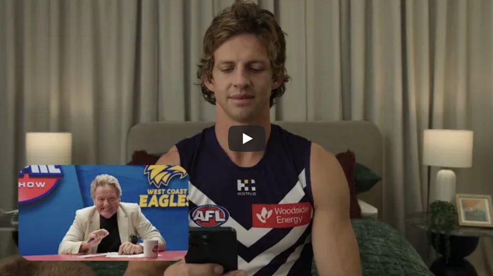 MyPlace AFL campaign TVC still featuring the Fremantle Dockers and West Coast Eagles